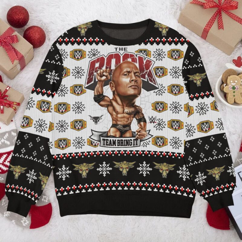 Team Bring It The Rock WWE Ugly Sweater