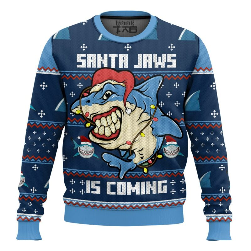 Santa Jaws Is Coming Ugly Sweater