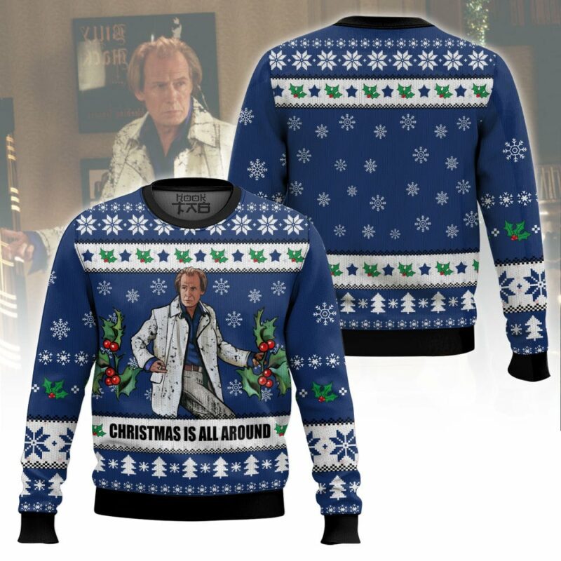 Billy Mack Christmas Is All Around Love Actually Ugly Sweater