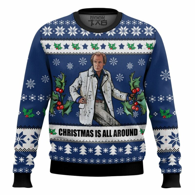 Billy Mack Christmas Is All Around Love Actually Ugly Sweater