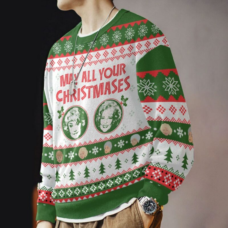 May all your Christmases Bea White The Golden Girls Ugly Sweater