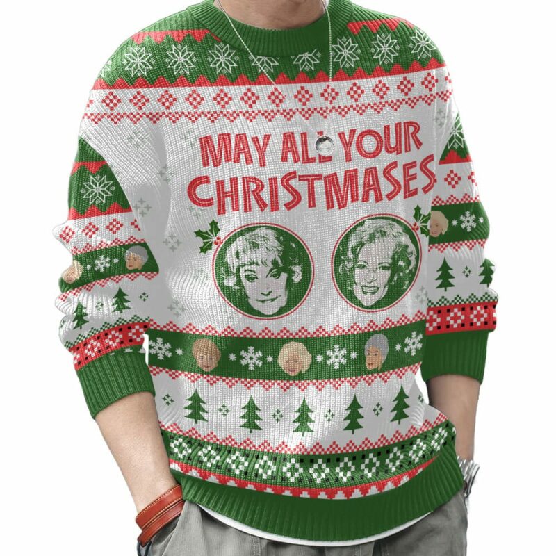 May all your Christmases Bea White The Golden Girls Ugly Sweater