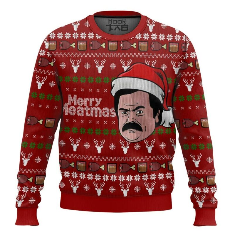 Merry Meatmas Ron Swanson Parks and Recreation Ugly Sweater