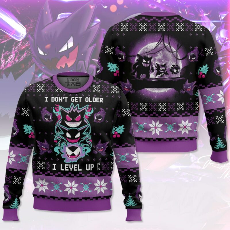 I Don't Get Older I Level Up Gengar PKM Ugly Sweater