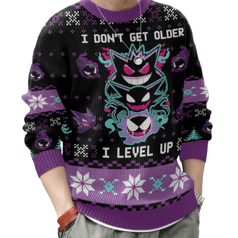 I Don't Get Older I Level Up Gengar PKM Ugly Sweater