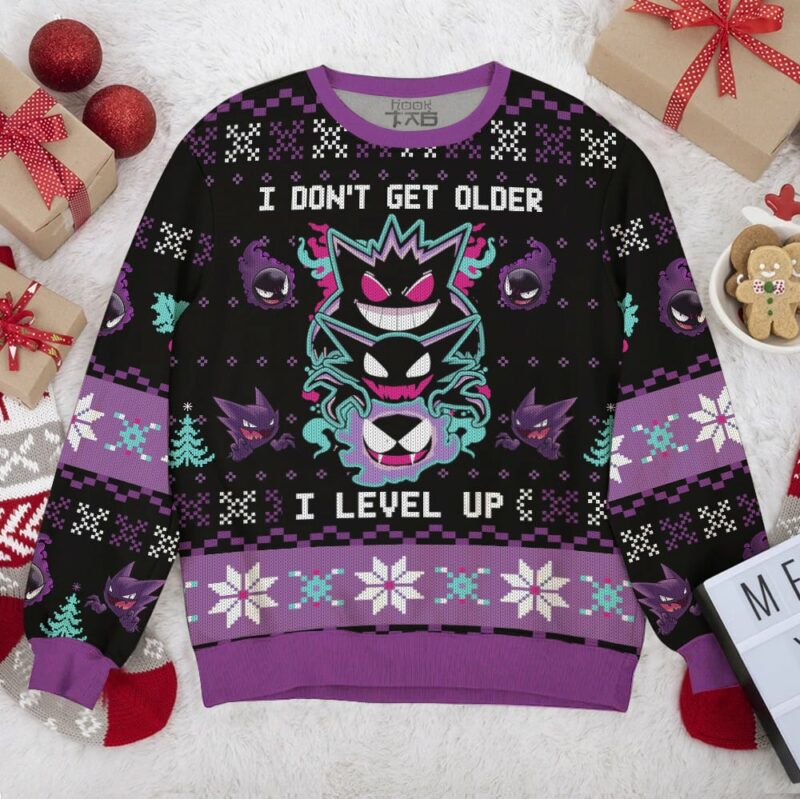 I Don't Get Older I Level Up Gengar PKM Ugly Sweater