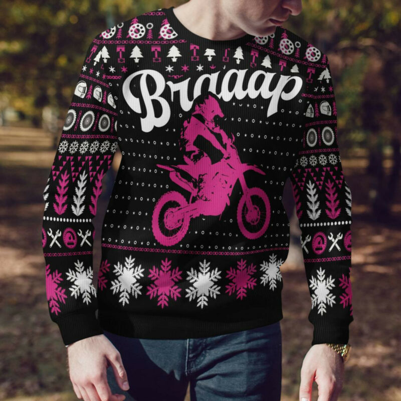 Braaap Moto Ugly Christmas Sweater (Pink Version)