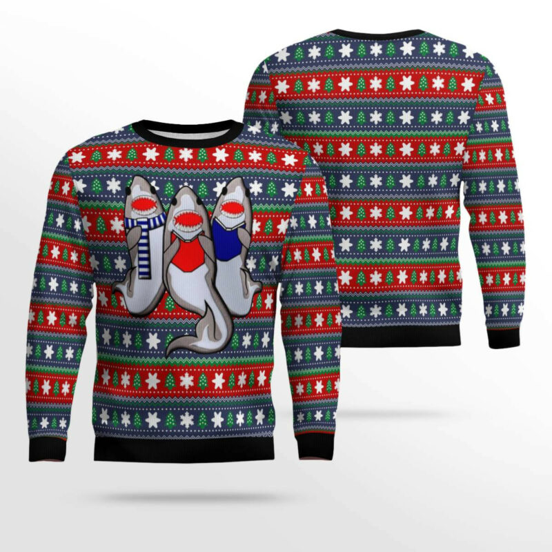 Carolling Sharks Ugly Christmas Sweater