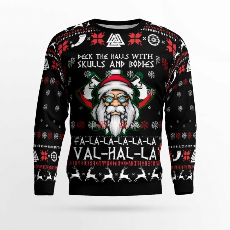 Viking Deck The Halls With Skulls Ugly Christmas Sweater