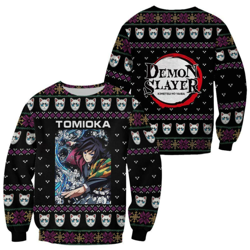 3D Anime Demon Slayer Giyu Tomioka Custom Fandom Ugly Christmas Sweater