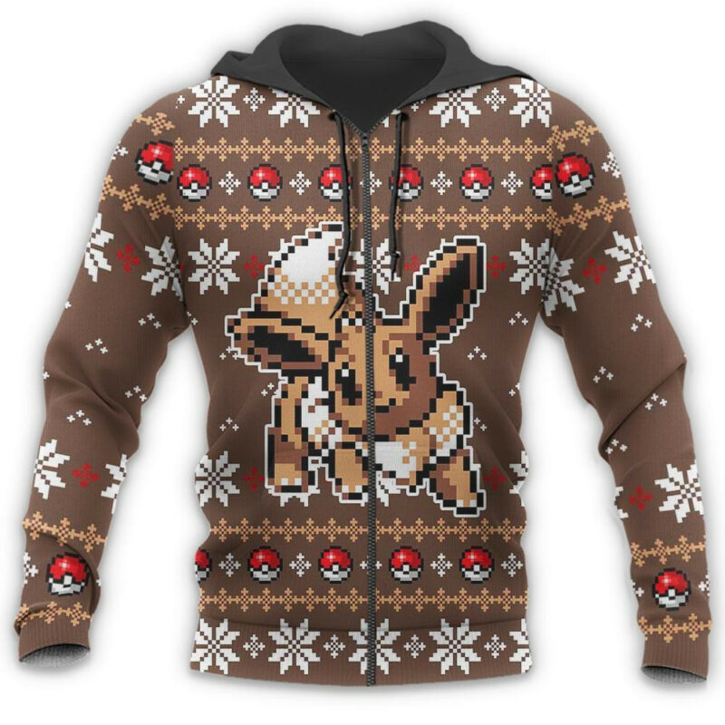 3D Anime Pokemon Eevee Custom Fandom Ugly Christmas Sweater VA309029