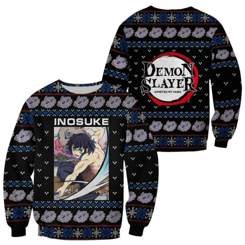 3D Anime Demon Slayer Inosuke Custom Fandom Ugly Christmas Sweater