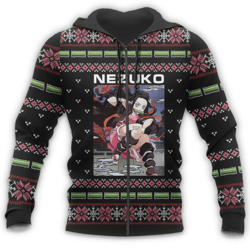 3D Anime Demon Slayer Nezuko Kamado Custom Fandom Ugly Christmas Sweater