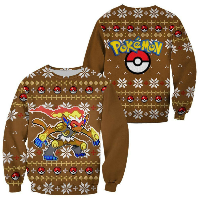 3D Anime Pokemon Infernape Custom Fandom Ugly Christmas Sweater