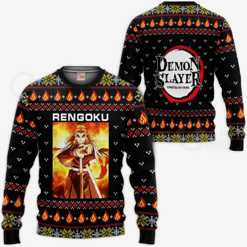 3D Anime Demon Slayer Kyojuro Rengoku Custom Fandom Ugly Christmas Sweater