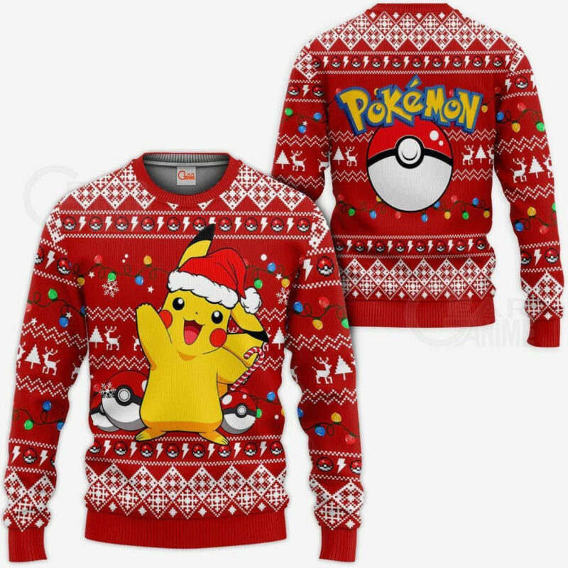 3D Anime Pokemon Pikachu Santa Custom Fandom Ugly Christmas Sweater