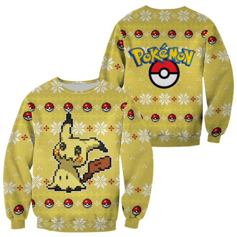 3D Anime Pokemon Mimikyu Fandom Ugly Christmas Sweater