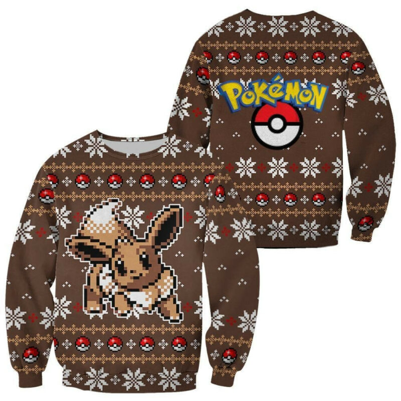 3D Anime Pokemon Eevee Custom Fandom Ugly Christmas Sweater VA211044