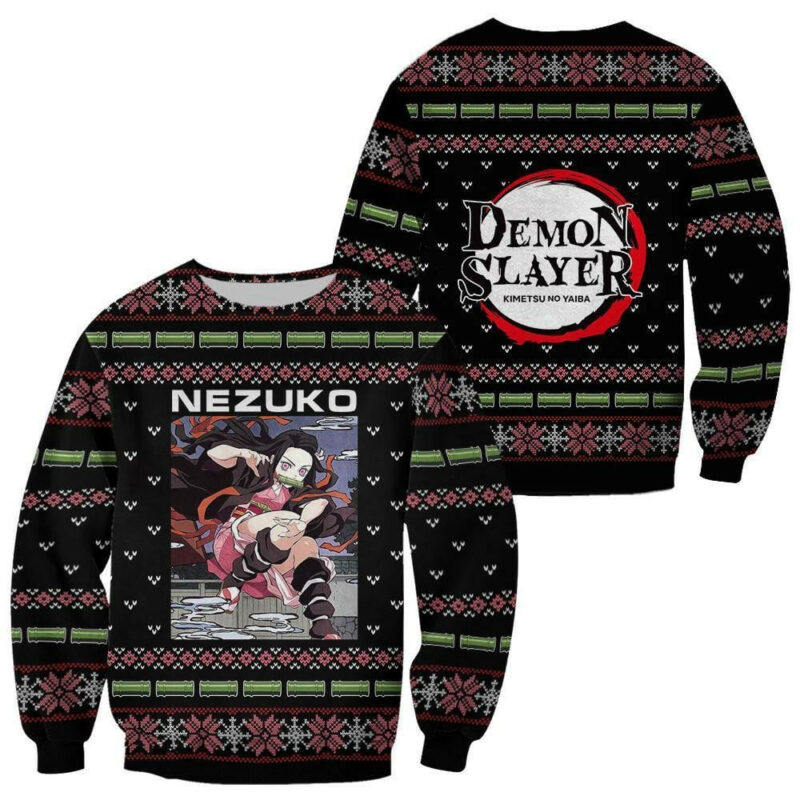 3D Anime Demon Slayer Nezuko Kamado Custom Fandom Ugly Christmas Sweater