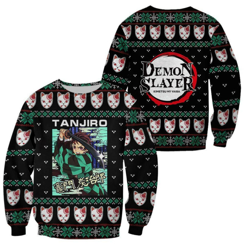 3D Anime Demon Slayer Tanjiro Kamado Custom Fandom Ugly Christmas Sweater