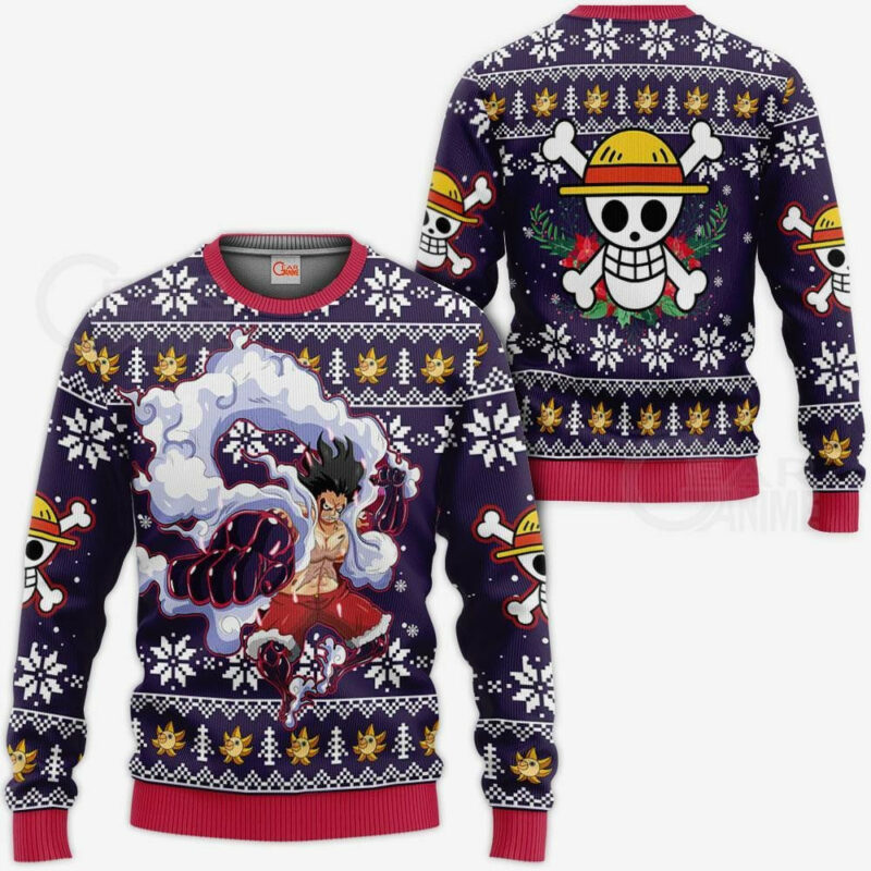 3D Anime One Piece Luffy Gear 4 Custom Fandom Ugly Christmas Sweater