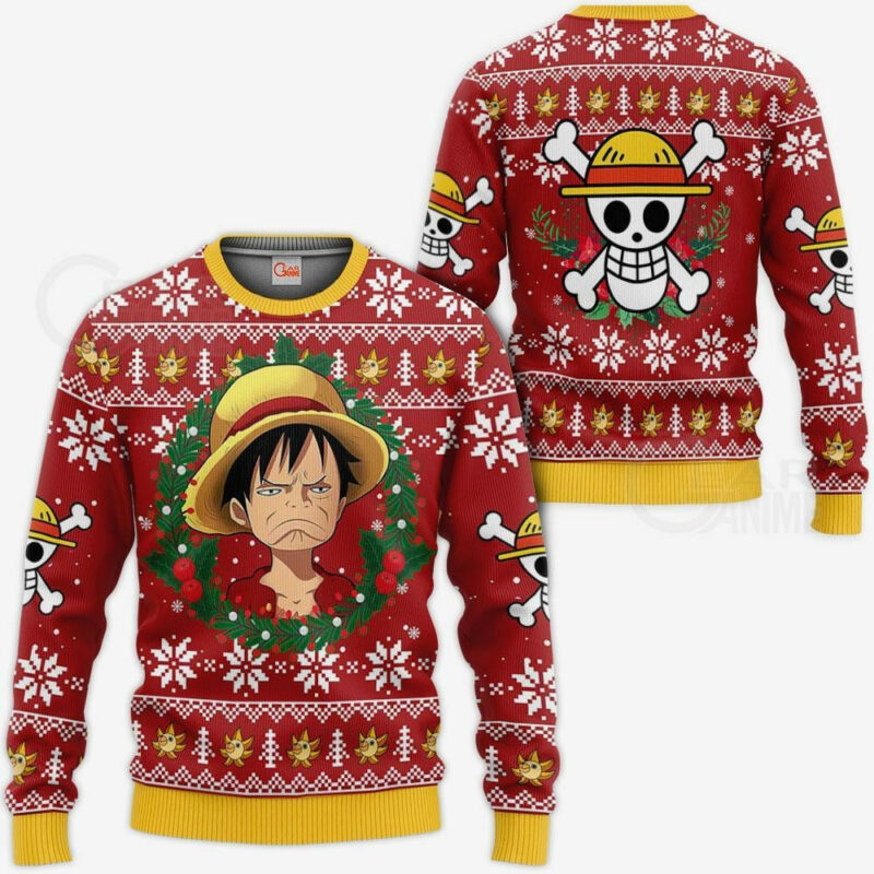 3D Anime One Piece Luffy Custom Fandom Ugly Christmas Sweater VA310060