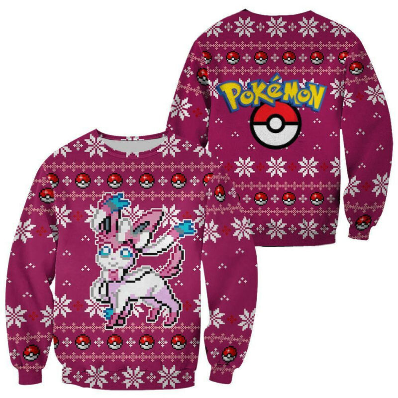 3D Anime Pokemon Sylveon Custom Fandom Ugly Christmas Sweater