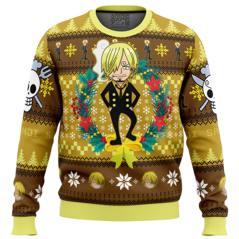 3D Anime One Piece Sanji Custom Fandom Ugly Christmas Sweater