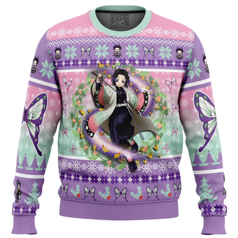 3D Anime Demon Slayer Kochou Shinobu Custom Fandom Ugly Christmas Sweater