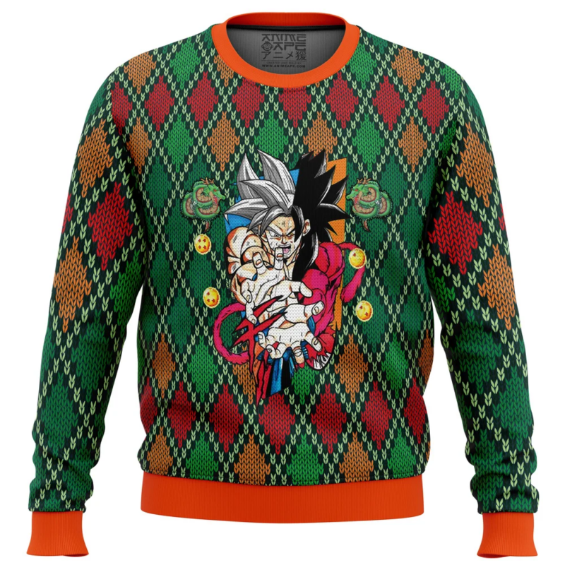 3D Anime Dragon Ball Z SSJ4 Goku Custom Fandom Ugly Christmas Sweater