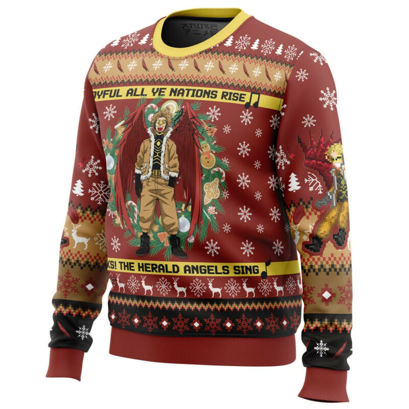 3D Anime My Hero Academia Hawks Singing Christmas Song Custom Fandom Ugly Christmas Sweater