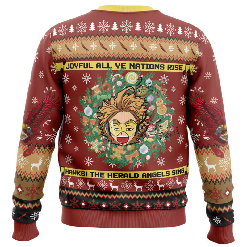 3D Anime My Hero Academia Hawks Singing Christmas Song Custom Fandom Ugly Christmas Sweater