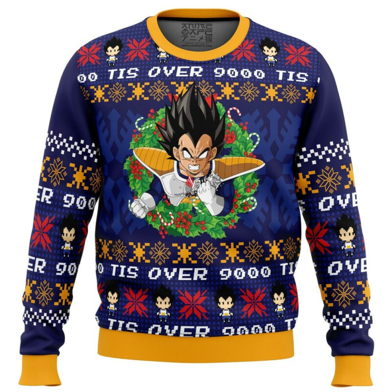 3D Anime Dragon Ball Tis Over 9000 Custom Fandom Ugly Christmas Sweater VA308115