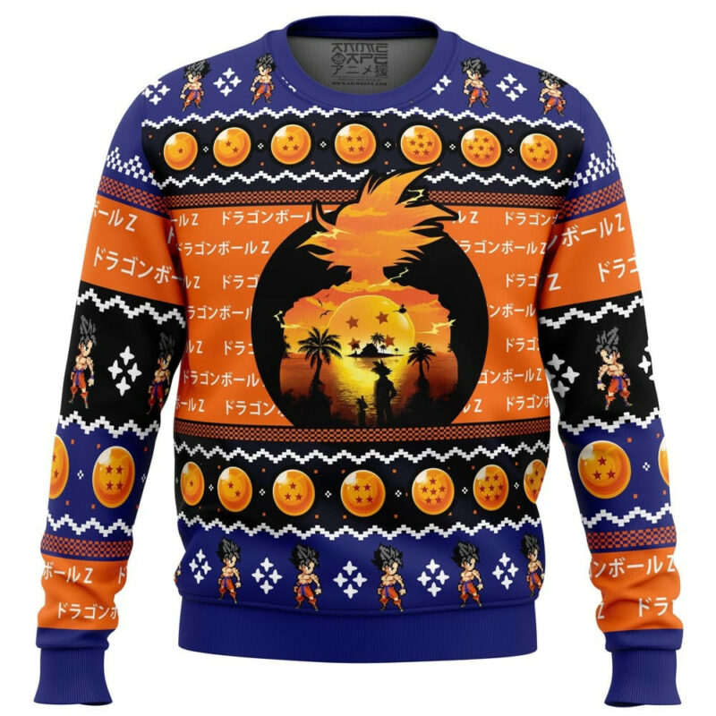 3D Anime Dragon Ball Beautiful Sunset Custom Ugly Christmas Sweater VA308212