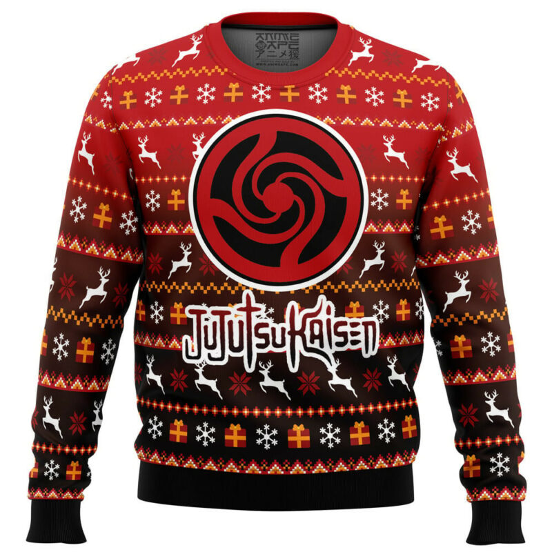 3D Anime Jujutsu Kaisen Bottons Symbol Custom Ugly Christmas Sweater