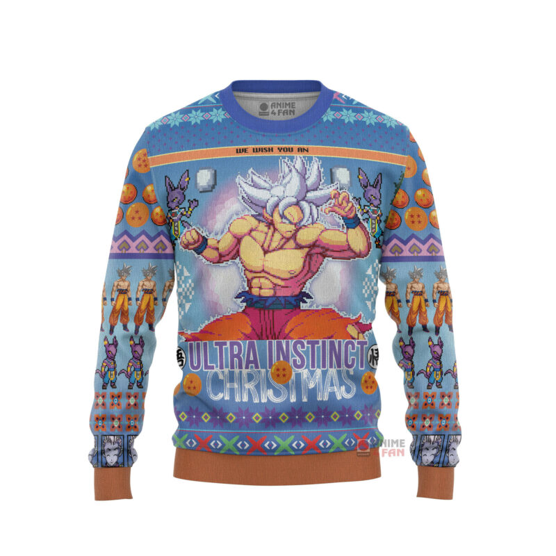 3D Anime Dragon Ball Ultra Instinct Goku Custom Fandom Ugly Christmas Sweater VA308064