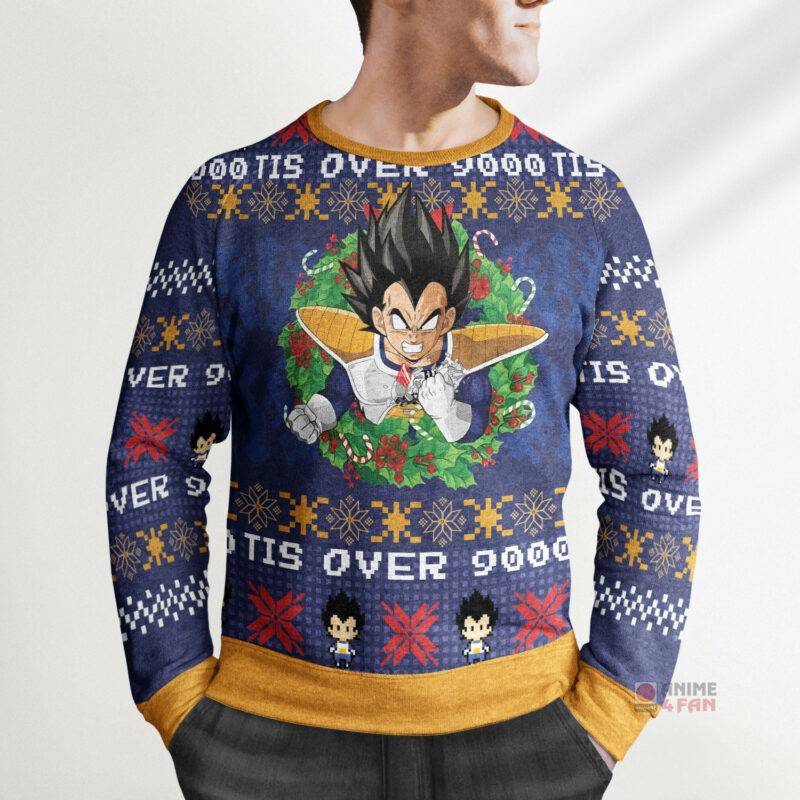 3D Anime Dragon Ball Tis Over 9000 Custom Fandom Ugly Christmas Sweater VA308115