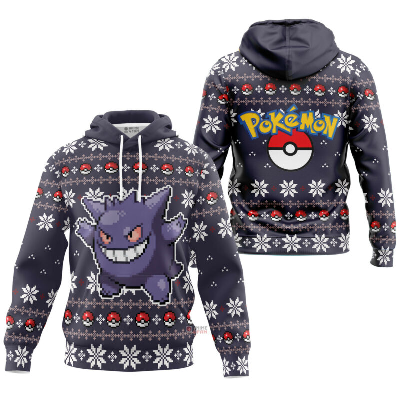 3D Anime Pokemon Gengar Custom Fandom Ugly Christmas Sweater VA308133