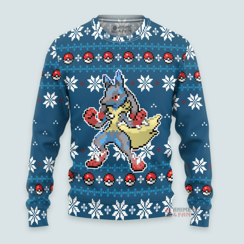 3D Anime Pokemon Lucario Custom Fandom Ugly Christmas Sweater VA308134