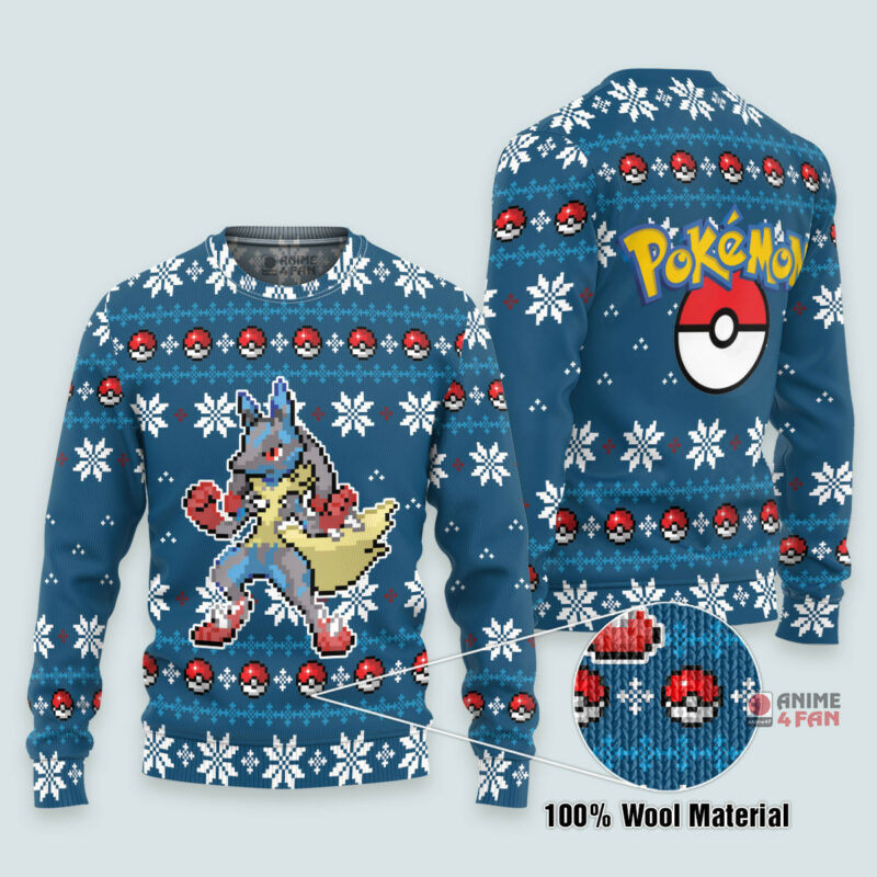 3D Anime Pokemon Lucario Custom Fandom Ugly Christmas Sweater VA308134