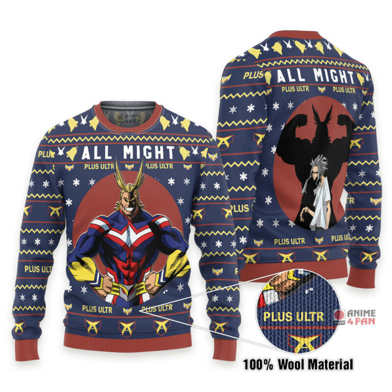 3D Anime My Hero Academia All Might Custom Fandom Ugly Christmas Sweater My Hero Academia VA308145