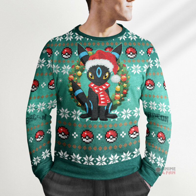 3D Anime Pokemon Umbreon Custom Fandom Ugly Christmas Sweater VA308176