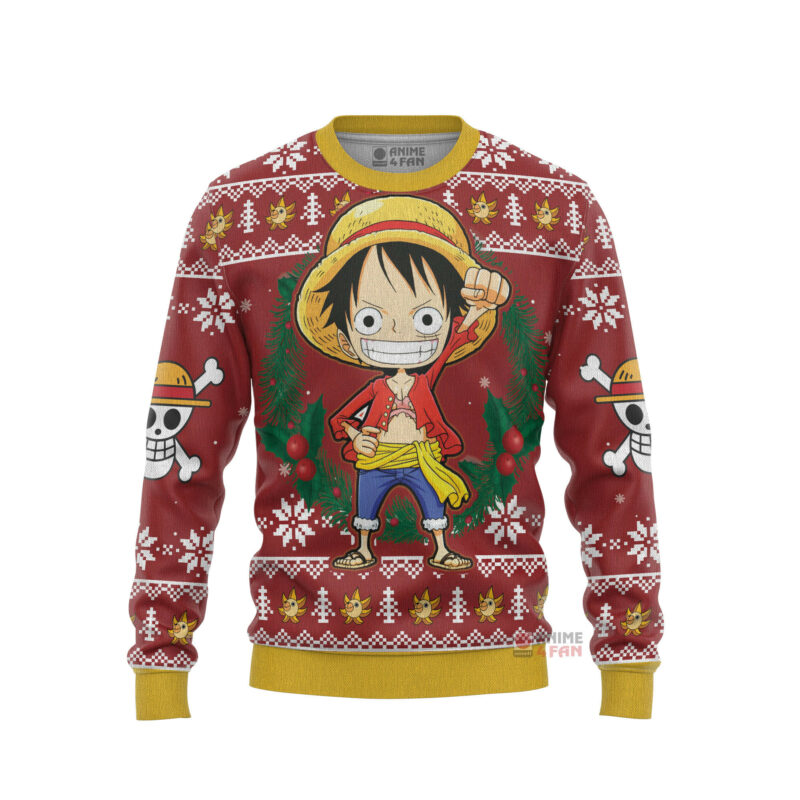 3D Anime One Piece Luffy Custom Fandom Ugly Christmas Sweater VA308263