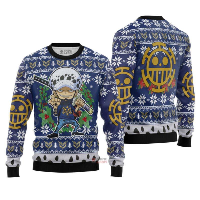 3D Anime One Piece Trafalgar Law Custom Fandom Ugly Christmas Sweater