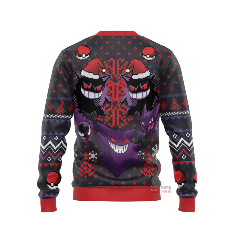 3D Anime Pokemon Ghosts Gengar Ghastly Custom Fandom Ugly Christmas Sweater VA308388