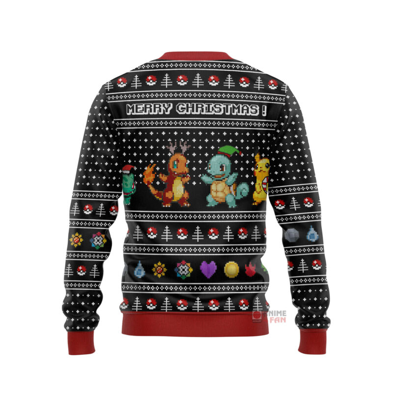 3D Anime Pokemon Kanto Starters Custom Fandom Ugly Christmas Sweater VA308389