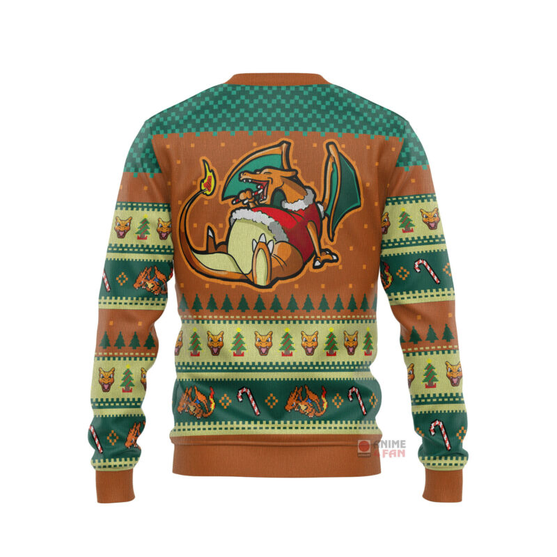 3D Anime Pokemon Eating Candy Cane Charizard Custom Ugly Christmas Sweater VA308424