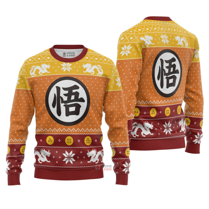 3D Anime Dragon Ball Goku Text Custom Ugly Christmas Sweater VA309046