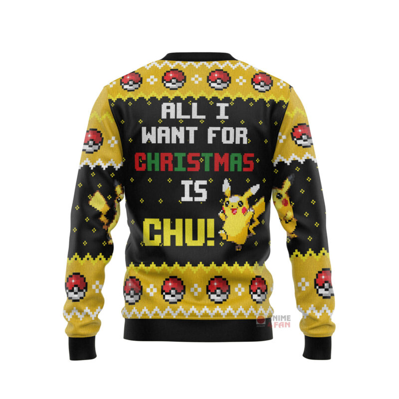 3D Anime Pokemon All I Want Picachu Custom Ugly Christmas Sweater VA308285