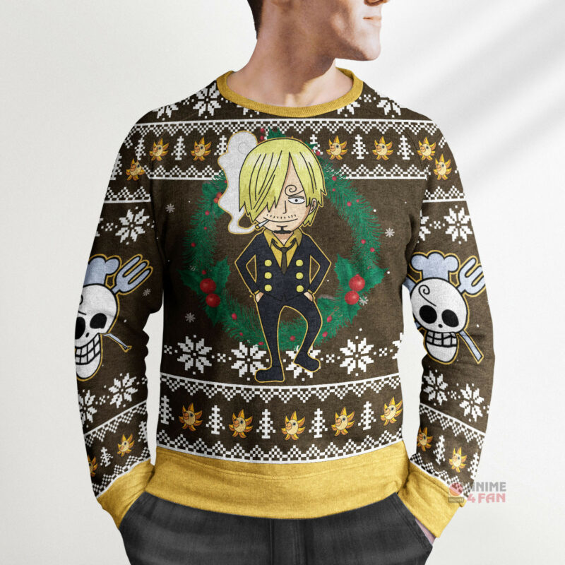 3D Anime One Piece Sanji Custom Fandom Ugly Christmas Sweater VA309069